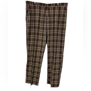 Napoleon Classic Fit Plaid Dress Pants 40W/32L Brown Check T/R Blend NWT